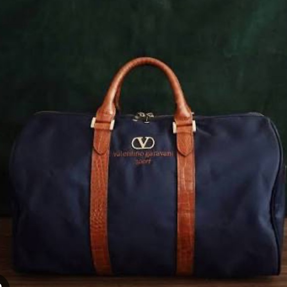 Valentino Garavani Blue and Tan Duffel Bag - unisex vintage
